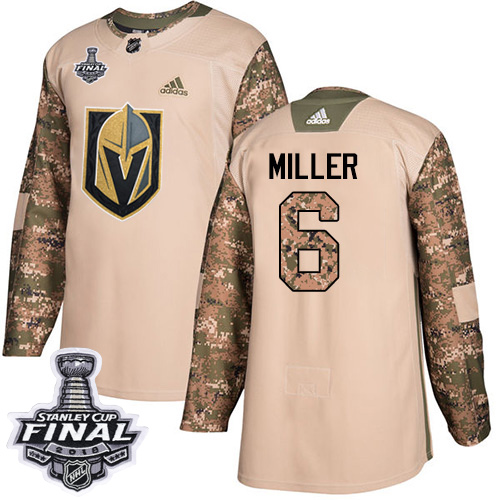 Adidas Golden Knights #6 Colin Miller Camo Authentic Veterans Day 2018 Stanley Cup Final Stitched Youth NHL Jersey - Click Image to Close